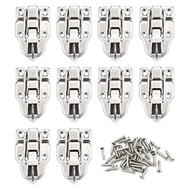 LEEFONE 10 Pack Metal Duck-Billed Box Hasp Lock Toggle Latch Catch, Silver Decorative Hasp with Mounting Screws for Jewelry Box Cabinet Toolbox Suitcase
