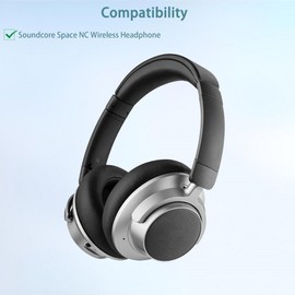 Space NC Ear Pads, HAIZEEN Ear Pads Compatible with Soundcore Space NC Wireless Noise Cancelling Headphones Ear Pads Replacement Cushion (Breathable Fabric/High-Quality Foam)