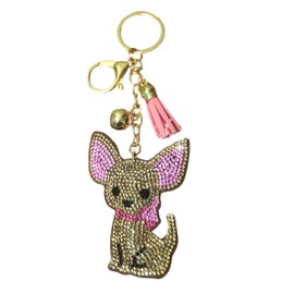 Popfizzy Rhinestone Chihuahua Keychain for Dog Lovers, Chihuahua Gifts For Women, Chihuahua Purse Charms for Handbags