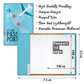 Quttie Passport Cover for Kids, Women and Men, Cute Travel Passport Holder (Airplane)