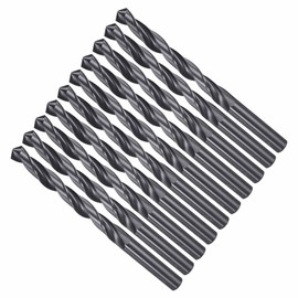 CoCud Drill Bit, 8mm Cutting Diameter, 4241 HSS Nitriding Black 118° Cutting Angle Versatile Jobber Bits - (Applications: for Drilling Plastic Wood Soft Metal), 10-Pieces