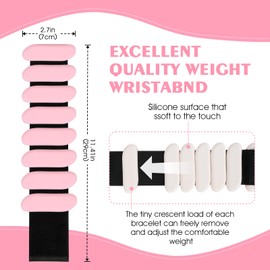 Wrist Weights, Wrist and Ankle Weights for Women and Men(1Lbs Each), Adjustable 2lb Wearable Silicone Weighted Bangles, Fits for Yoga, Pilates, Home Gym, Dance, Swimming, Jogging, Cardio, Strength Training (Pink)