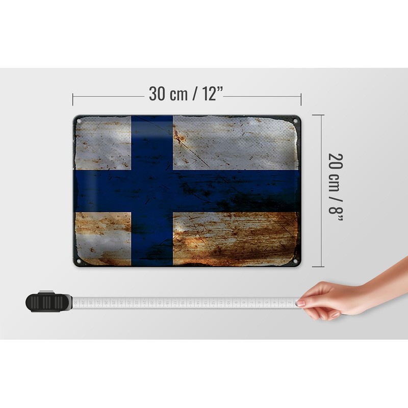 Tin Sign Finland Flag 30 x 20 cm Flag of