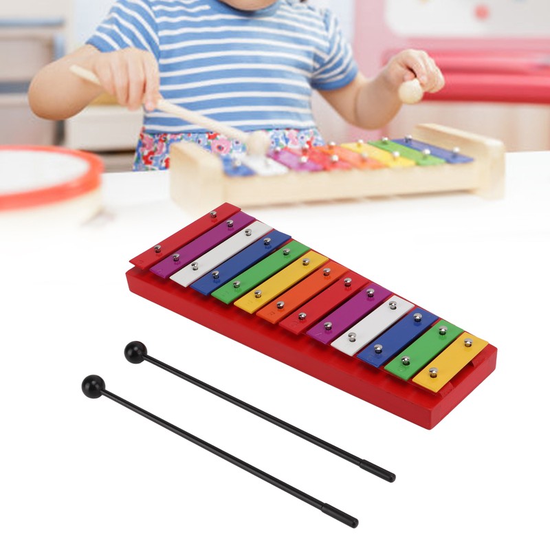 Colorful Xylophone Aluminum Birch 13 Tones Professional Glockenspiel for Creating