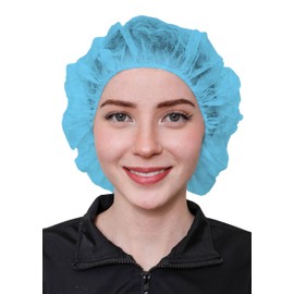 SAFEKO Unisex Polypropylene Bouffant Caps, 100 Count [BLUE | 24"]