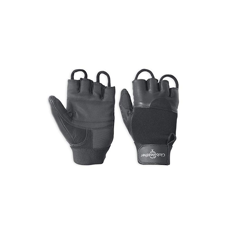 Globaleather SureGrip Fingerless Wheelchair Gloves - Black (Medium) - Hardwearing,
