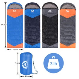 SWTMERRY Sleeping Bag 3 Seasons (Summer, Spring, Fall) Warm & Cool Weather - Lightweight,Waterproof Indoor & Outdoor Use for Camping Hiking, Backpacking and Survival (Blue Orange)