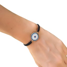 Live Gems | Black String Evil Eye Bracelets for Teen Girls Gold Evil Eye Jewelry Women Beaded Bracelets for Black Thread Adjustable Protection Bracelets