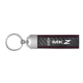 iPick Image Made for Lincoln MKZ Real Black Carbon Fiber Loop Strap Key Chain with Red Stitching