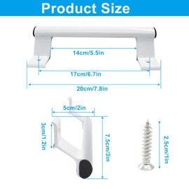 Jiozermi 2 Pack Sliding Door Handle, 8" Aluminum Patio Door Handle Fits 6-5/8 in Mounting Holes for Patio Barn and Glass Doors (White)