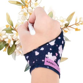 Artist Drawing Glove, Two-Finger Digital Art Glove for Drawing Tablet/Pen Display/Monitor Cute Rabbit Print Universal for Right and Left Hand, M Blackpink Color