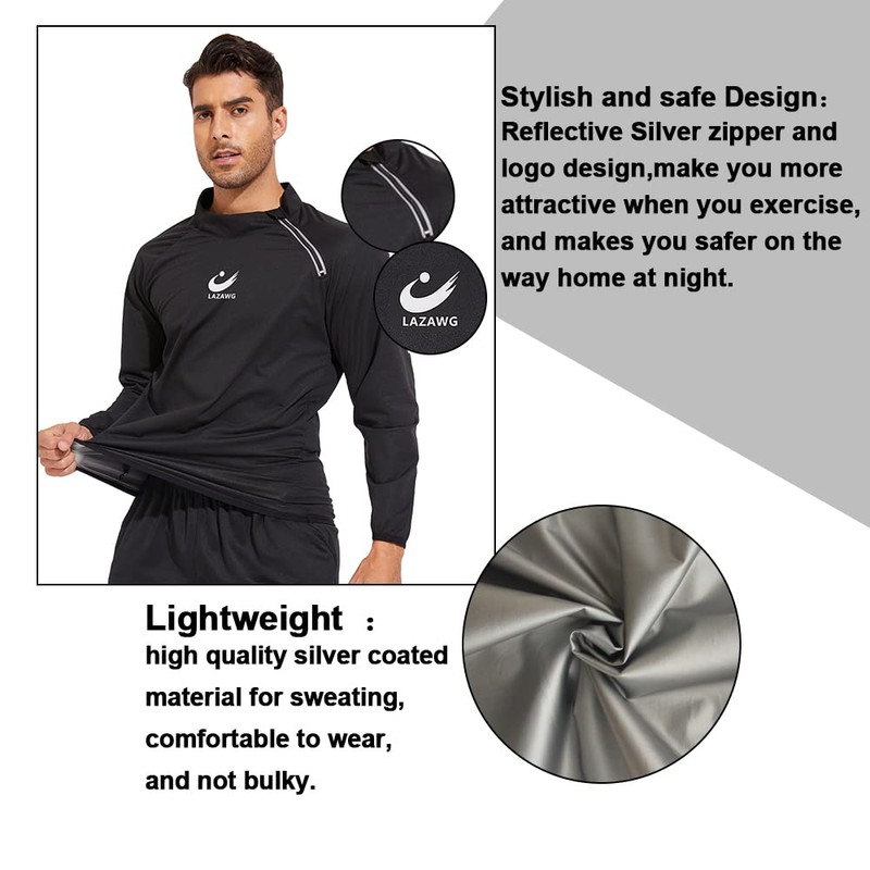 LAZAWG Sauna Jacket for Men Long Sleeves Short Side Zip