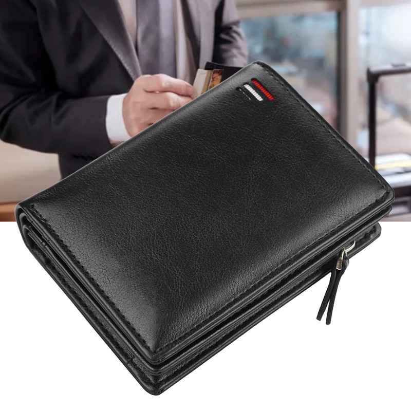 Snap Coin Purse Short PU Leather Multi Card Position Zippered