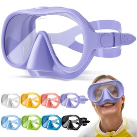 HINATAA Adult Snorkel Set, Macaron Frameless Diving Goggles, 180° Ultra Wide Vision, Anti-Fog Snorkel Mask, Anti-Leak Professional Diving Mask, Swimming Goggles for Women and Men (Purple)