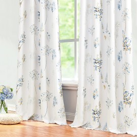Dining Room Curtains 84 Inch Length 2 Panels Farmhouse Vintage Rustic Country Danity Retro Floral Print Pattern Grommet Opaque Room Darkening Elegant Curtains for Living Room,Brown White and Navy Blue