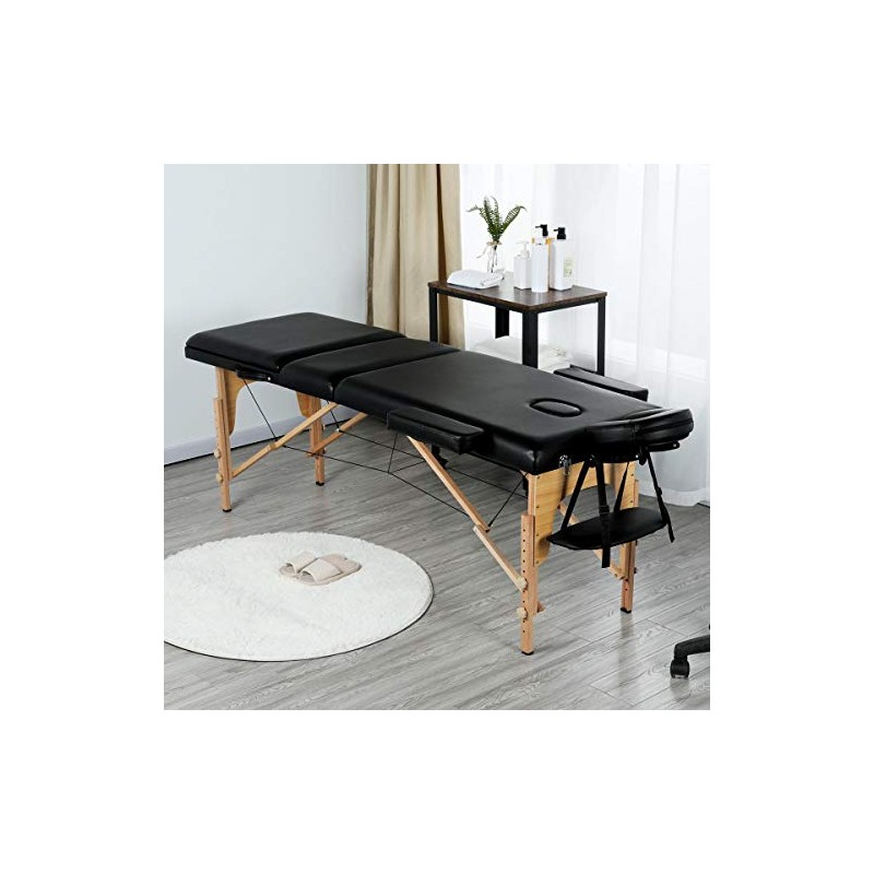 Yaheetech 3-Zone Massage Table, Portable Massage Bench, Height-Adjustable Massage Table