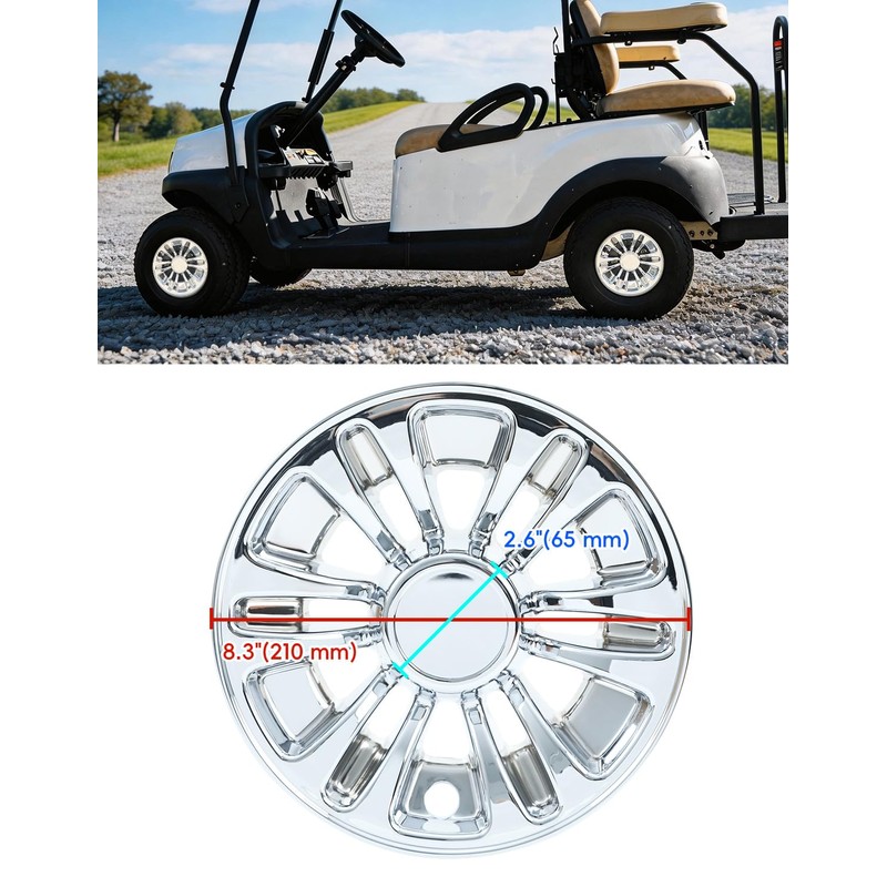 4PCS 8" Wheel Hub Caps for Universal Golf Cart Wheel