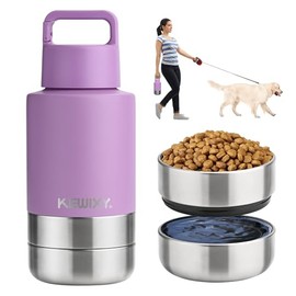 KEWIXY Botella de agua de viaje con aislamiento para perros y cuencos desmontables, dispensador de agua portátil 3 en 1, accesorio para pasear, hacer 