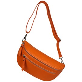 AmbraModa GLX2 Unisex Small Waist Bag Bum Bag Shoulder Bag Made of Genuine Leather, orange, Waist bag, bum bag, shoulder bag