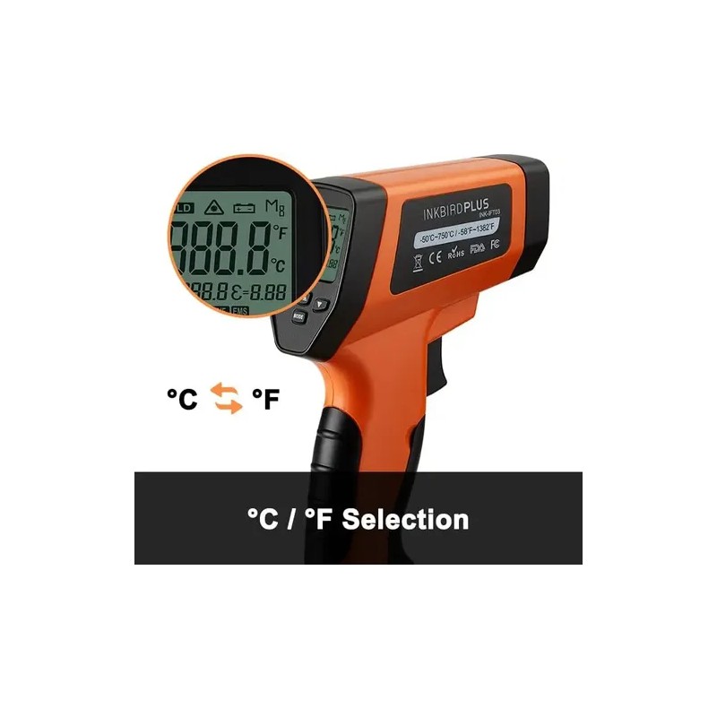 Termómetro Infrarrojo Digital Inkbird INK-IFT03 -50°C a 750°C para Cocina,