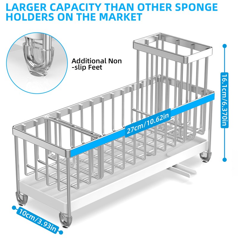 Moforoco Larger Version Sponge Holder for Kitchen Sink, Sink Caddy