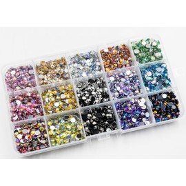 Summer-Ray 5mm Flat Back Assorted AB Color Pointed Tip Rivoli Rhinestones in Storage Box