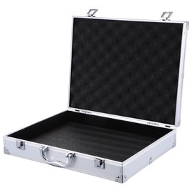 SUPVOX Aluminum Toolbox Lockable Storage Case for Tools Electronics and Accessories - Durable Silver Hard Case with Carry Handle - Large Capacity 14.57X11.22X2.95 Inches