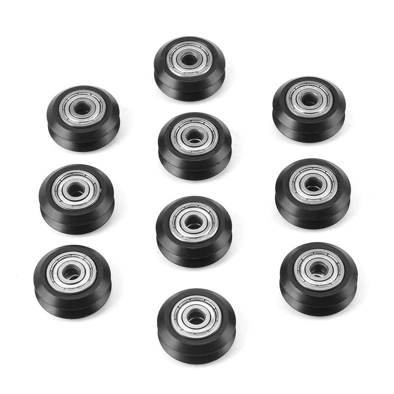 Oumefar Pack of 10 Deep Groove Pulley Pulley Metal V-Rail