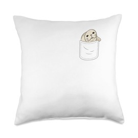 Cute Seal Chest Pocket Throw Pillow