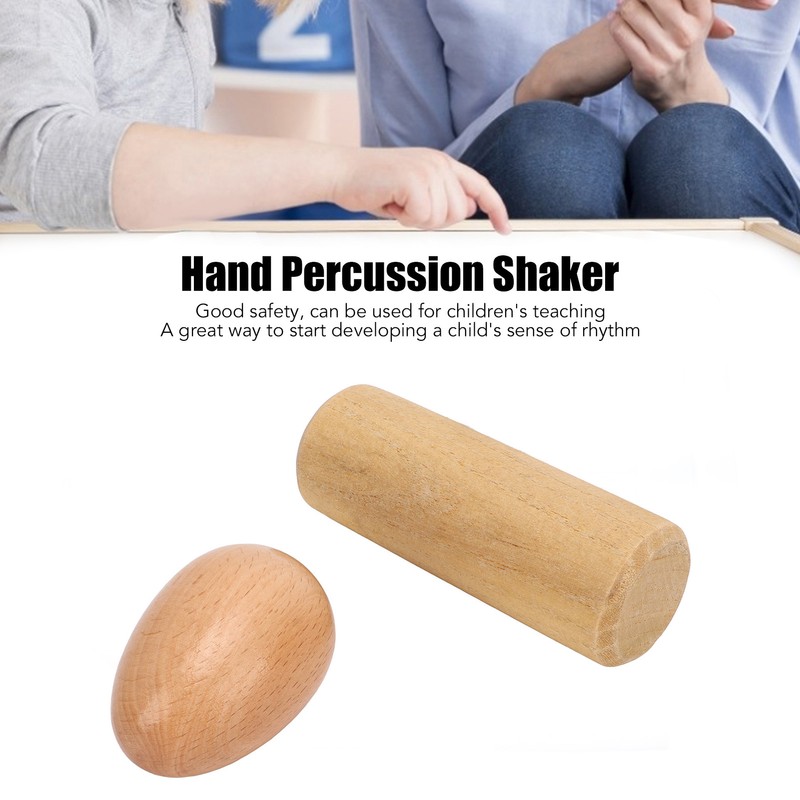 2PCS Wood Egg Shaker Natural Safe Musical Hand Percussion Instrument