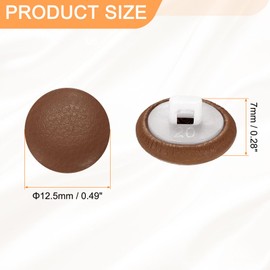 HARFINGTON 30pcs PU Leather Covered Buttons 12.5mm (20L) Diameter Round Plastic Shank Craft Replacement Sewing Buttons for Clothing Decoration DIY Accessories, Brown