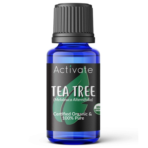 Activate Tea Tree Organic Essential Oil 100% Pure, USDA Certified Organic, Premium Grade, Undiluted, Non-GMO, Therapeutic Natural Oils, Aromatherapy & Diffuser Use 10ml