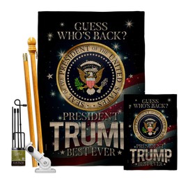 Trump Flag President Best Ever Burlap Garden House Flag-Kit Patriotic Vote Democrat Republican Tea Party United State American Election Banner Small Yard Gift Double-Sided, Made in USA