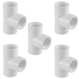 Lesso America 405 Series PVC Pipe Fitting - Tee - Schedule 40 (White) - 1/2" (FIPT x FIPT x FIPT) 5 PCS/High-Flow Capacity/Plumbing, Irrigation, Pool, Spa, DIY Projects/NSF Certified (405-005)