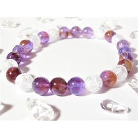 Leaf Stone [Amulet to Fulfill Your Love Wish] Amethyst Garden (Rare Stone) Crack Crystal Power Stone Bracelet for Men Women Natural Stone [Purification Rough Stone], Stone