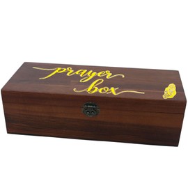 JIGCEN Wooden Prayer Box, Prayer Boxes, Engraved Gold Lettering, for Christian Baptismal religious Gifts, Brown
