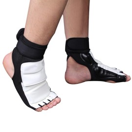 HERCHR 1 Pair Taekwondo Foot Protector, Taekwondo Sparring Gear Foot Protector Double Fixation Elastic Foot Protector Guard Martial Arts Kickboxing Karate Hapkido Foot Gear for Men Women Kids(M)