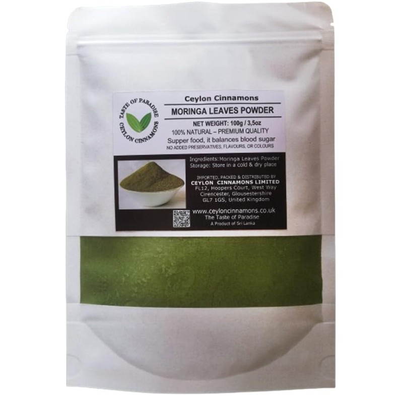 Dried Moringa Leaves Powder, 100g / 3.5oz Premium Quality, Green