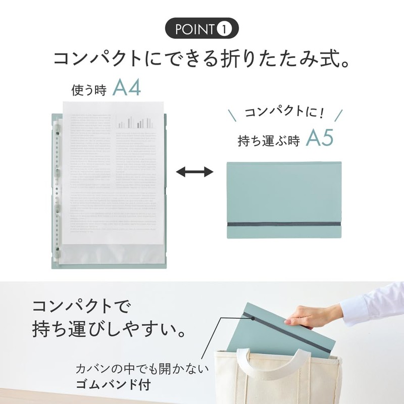 Lihit Lab N2421-14 Bi-Fold, Clear Book, Interchangeable Pockets, Mutual A5/A4,
