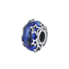 polengju Sparkle Blue Star Charms for 925 Sterling Silver Bracelets Necklaces,Women's bead charm Christmas Anniversary Jewelry Gifts