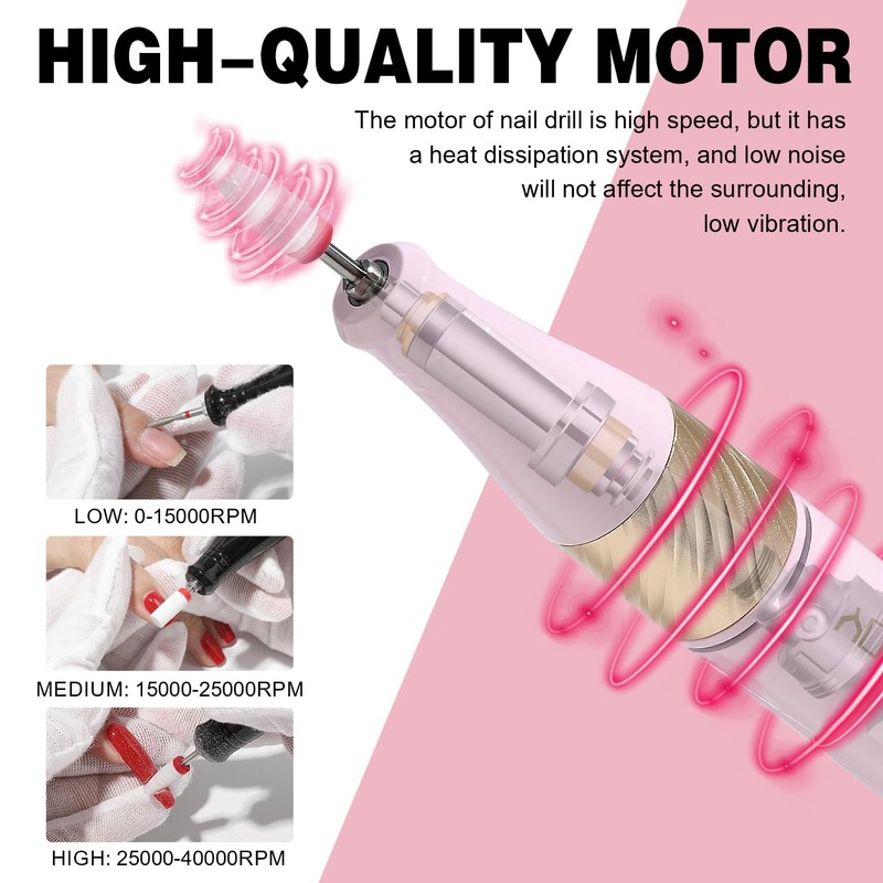 YOKE FELLOW Nail Drill Machine - 40000 RPM Electric Nail