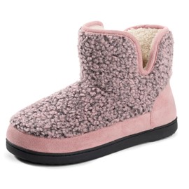RockDove Women's Fuzzy Fleece House Bootie Memory Foam Slipper with Rubber Sole, Size 10 US Women, Rosette