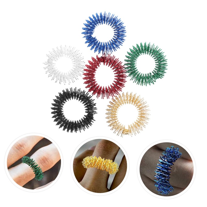 ORFOFE 6pcs Accupressure Rings for Boys and Girls Adults Toys