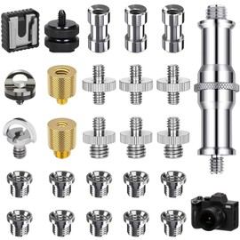 Nizirioo 26 Piece Camera Screw: 1/4 Inch to 3/8 Inch Threaded Screw Camera Screws Adapter Set Inch Screws Camera Tripod Thread Stainless Steel Material for Tripod, Monopod, Ball Head