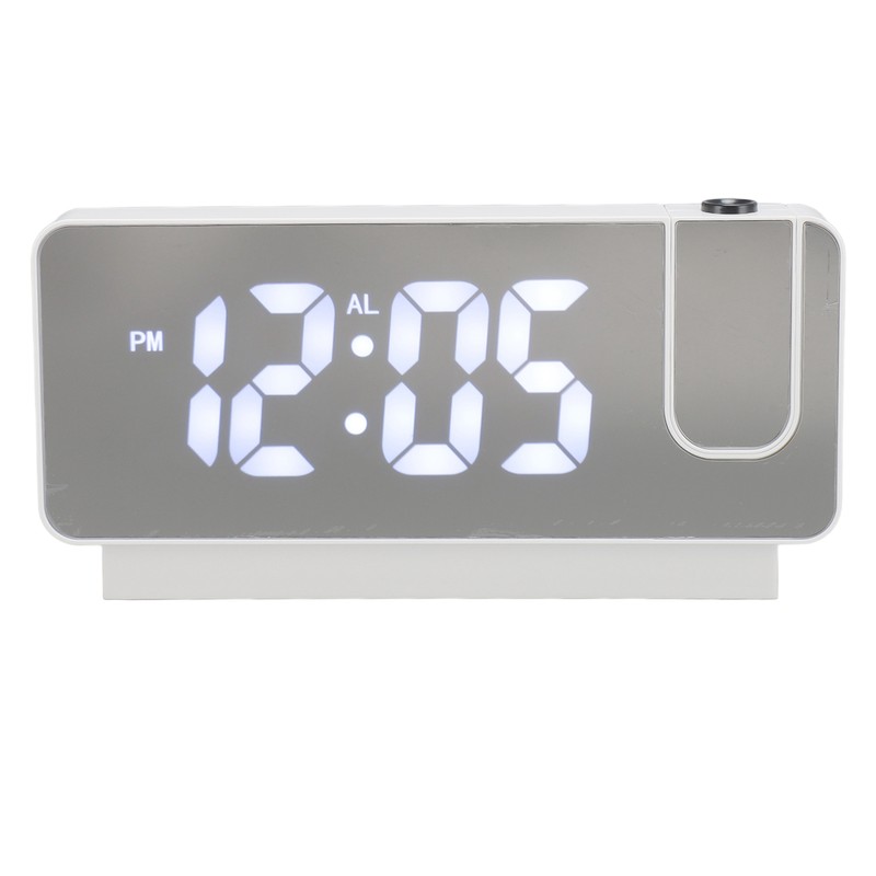 Projection Alarm Clock USB Rechargeable White Light Snooze Function Adjustable