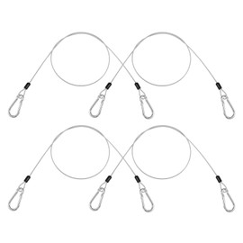 Pack of 4 Steel Cable with Eyelets Wire Rope Safety Cable 1 m x 3 mm Wire Rope Silver Stainless Steel Safety Cable Steel Cable with Eyelets for Bicycle Motorcycle Garden