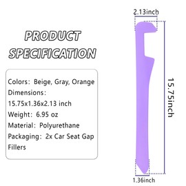 Junecarp Car Seat Gap Filler 2 Pack,Car Gap Filler Organizer to Impede Items from Dropping,Essential Interior Car Accessories Seat Gap Plug (Purple)