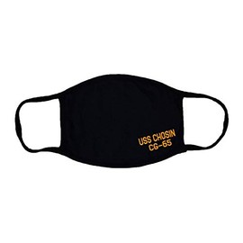 USS Chosin CG-65 Adult Black Face Mask 100% Cotton/Washable Reusable/Ticonderoga Class Cruiser