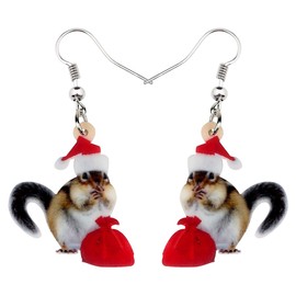 BAMAY Acrylic Christmas Hat Squirrel Earrings Dangle Gifts Novelty Jewelry for Women Girls Charms (Multi)