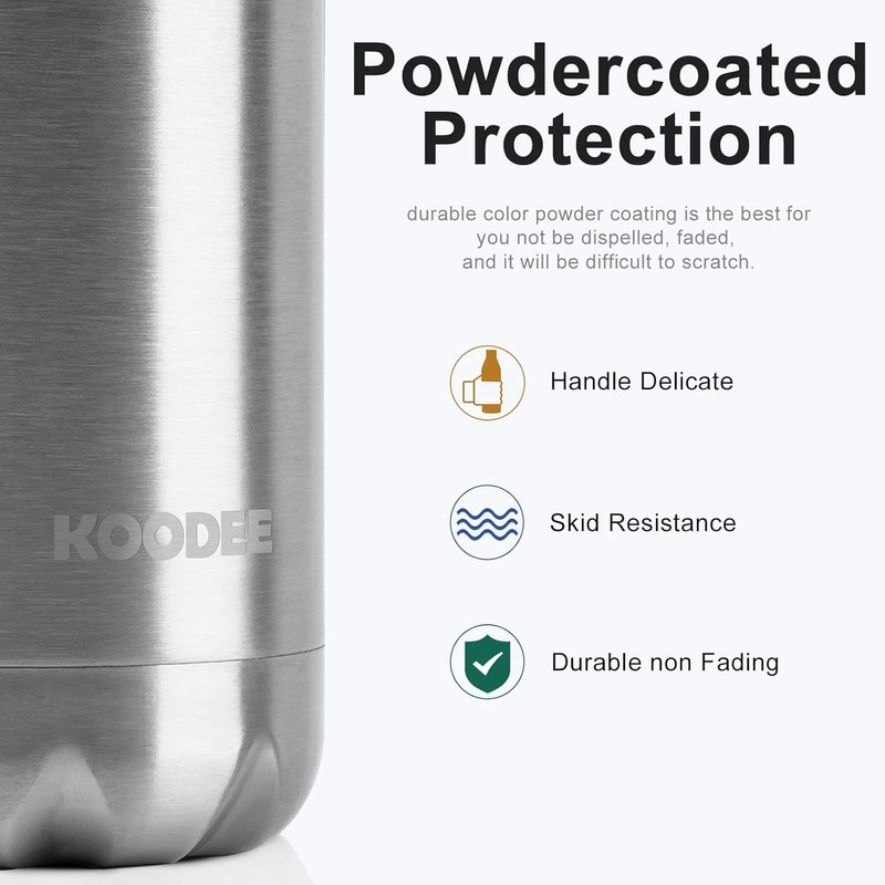 koodee 12 oz Water Bottle for Kids, Stainless Steel Double